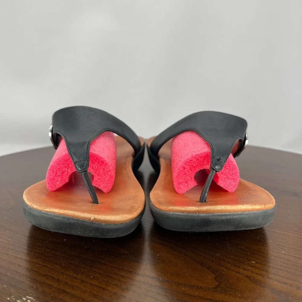 Fitflop Banda Sandal Women's 9 Black Leather Comfort Thong Flip Flop M20-001‎